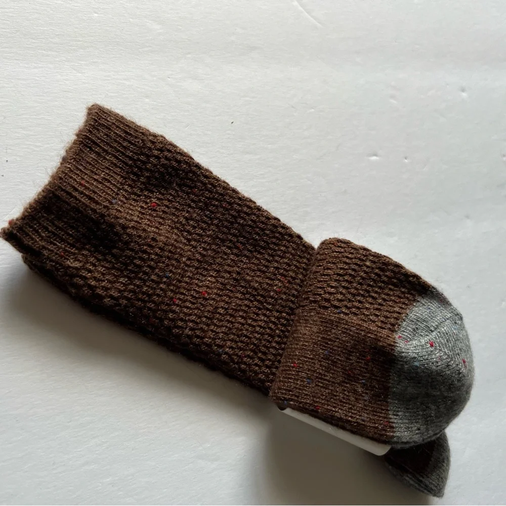 NORDSTROM MENS CREW SOCKS ACRYLIC/WOOL BLEND BITTER BROWN HEATHER OS NWT